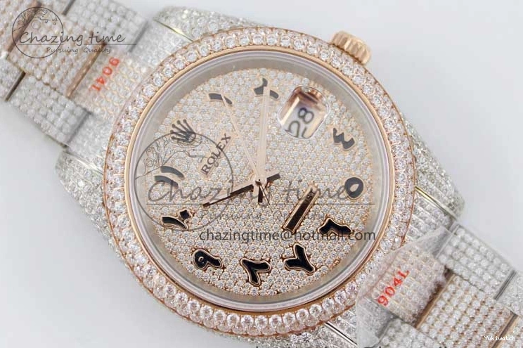 Markers Dial SS Edition A2824 Best Arabic Full on RG 41 Diamonds Bracelet TWF 1:1 Datejust 0313